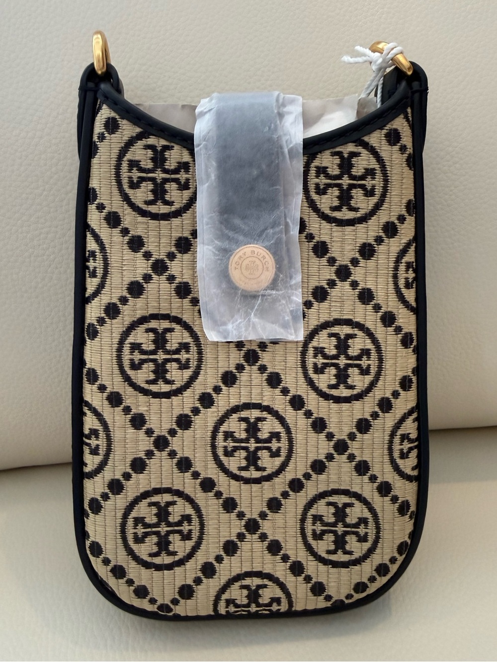 NWT T Monogram Raffia Phone crossbody